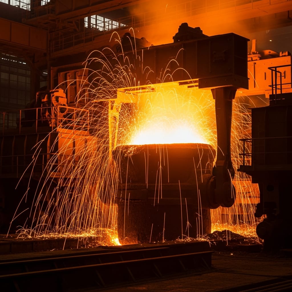 The heat of progress. Inside our primary smelting facility. #HeavyIndustry #Steel